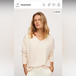 NWT Mango cream light oversized knit sweater, size M.